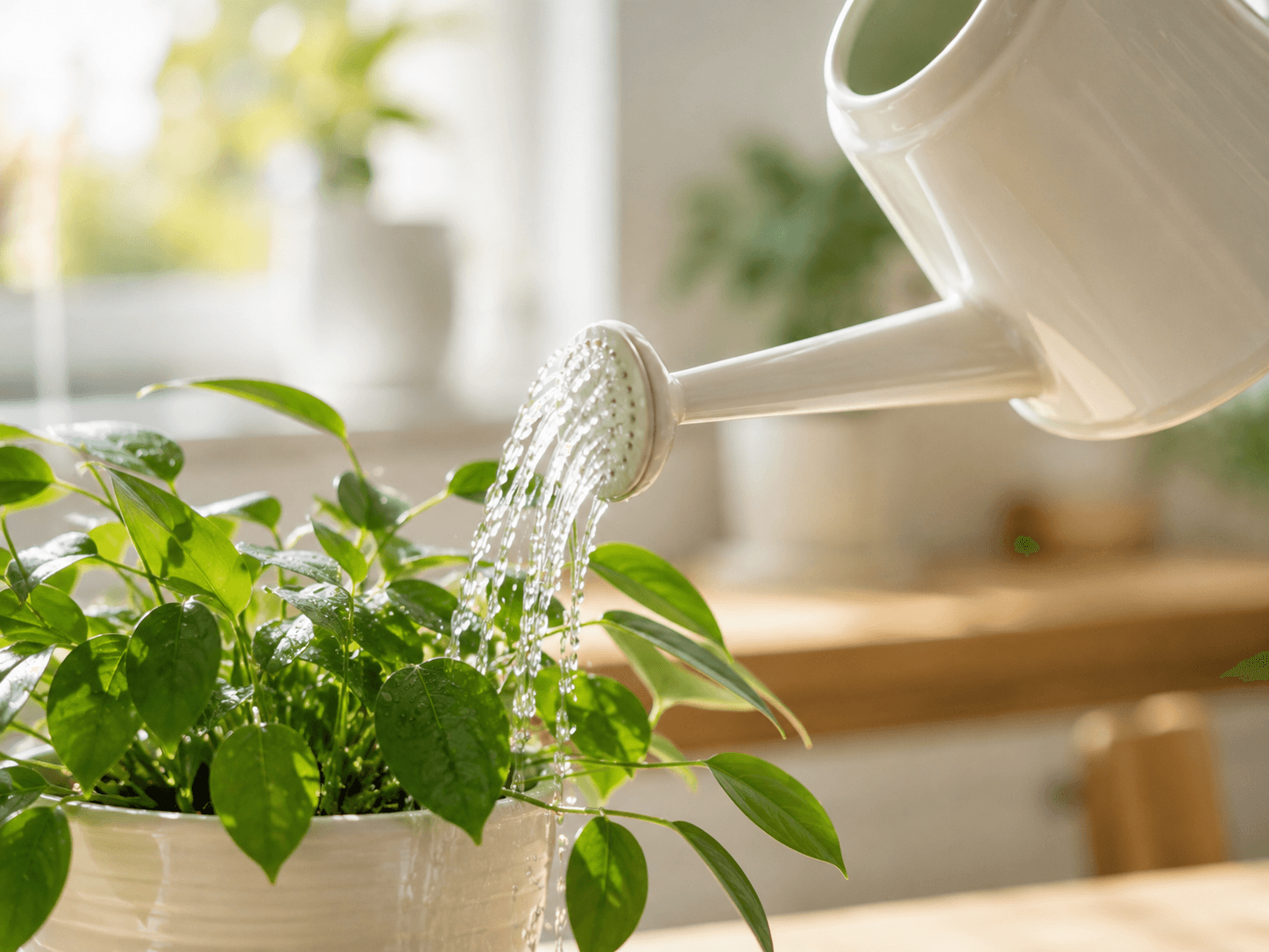 観葉植物への水やり