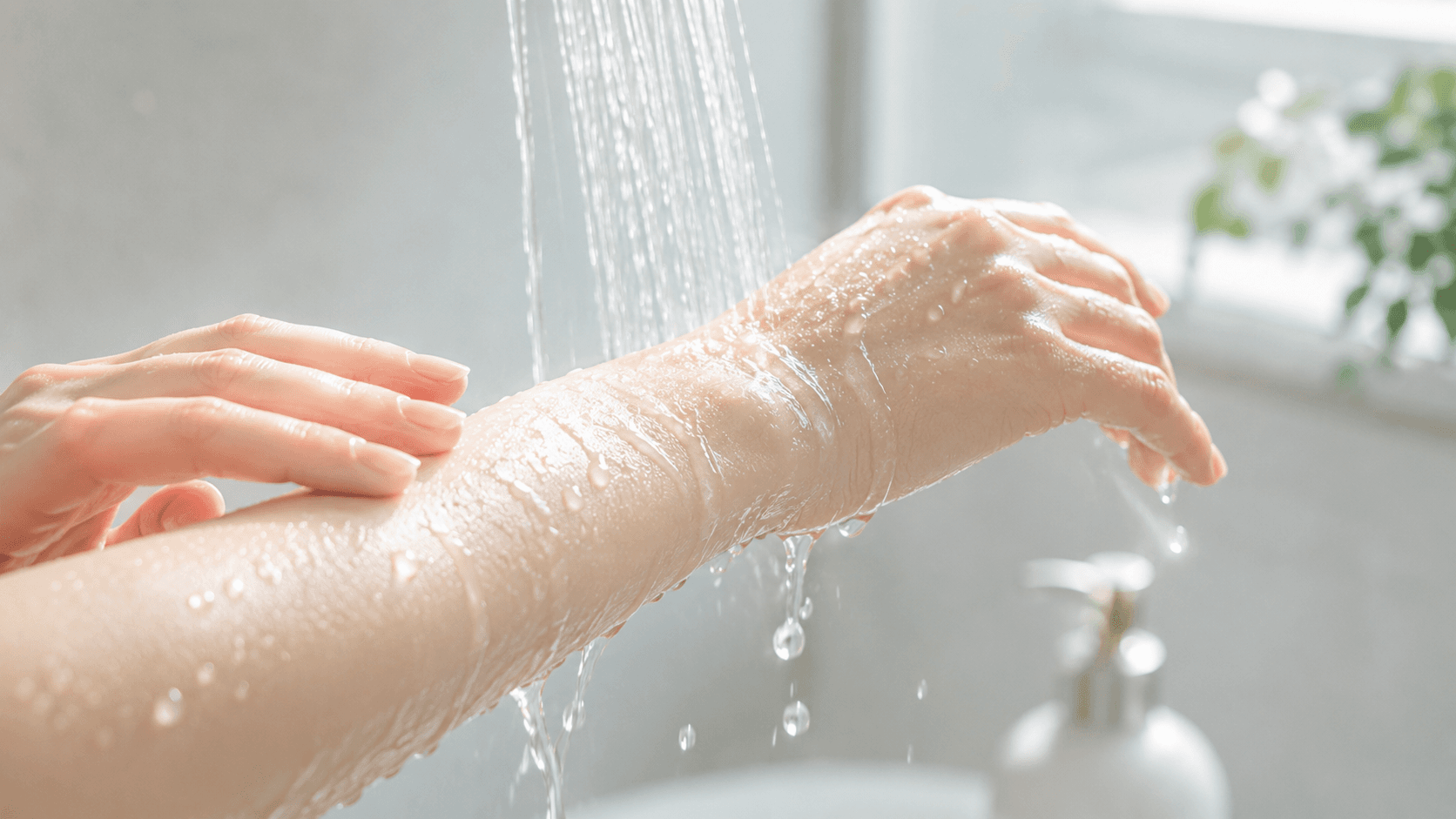 水に濡れる腕の肌